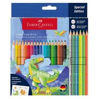 Faber-Castell Grip Special Edition Kuru Boya Karton Kutu Tam Boy 24 Renk Dino