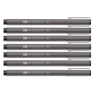 Kraf 222 Drawing Pen Çizim Kalemi Siyah 7'Li Set