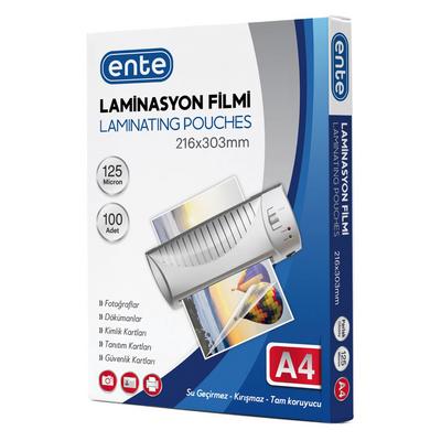 Ente Pvc Laminasyon Filmi A4 Parlak 125 Mikron 100'Lü Paket