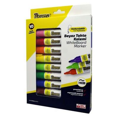 Brons Doldurulabilir Beyaz Tahta Kalemi 10 Renk Set