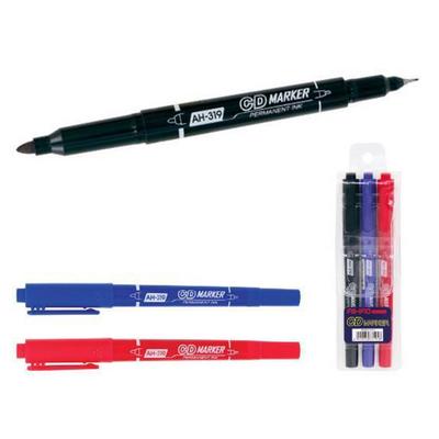 Aihao Ah-319 Çift Uçlu Permanent Asetat Kalemi 3'Lü Paket