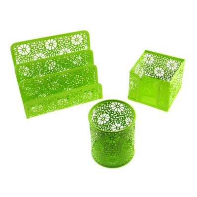 Metal Masaüstü Set Büyük 3'Lü Flower Yeşil