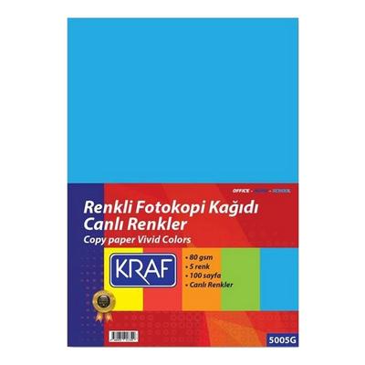 Kraf A4 Renkli Fotokopi Kağıdı 100'Lü Paket Canlı Renkler