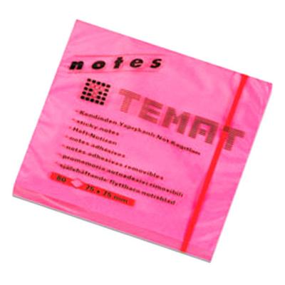 Temat Yapışkanlı Not Kağıdı 75X75mm 80'Li Neon Pembe